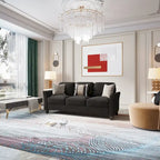 Canapé 3 places en tissu lin noir / gris / gris clair – Style moderne, pour 3 personnes