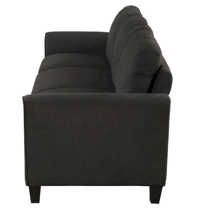 Canapé 3 places en tissu lin noir / gris / gris clair – Style moderne, pour 3 personnes