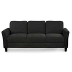 Canapé 3 places en tissu lin noir / gris / gris clair – Style moderne, pour 3 personnes