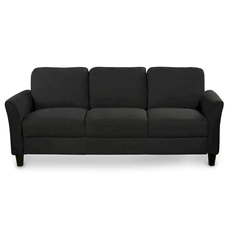 Canapé 3 places en tissu lin noir / gris / gris clair – Style moderne, pour 3 personnes