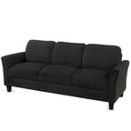 Canapé 3 places en tissu lin noir / gris / gris clair – Style moderne, pour 3 personnes