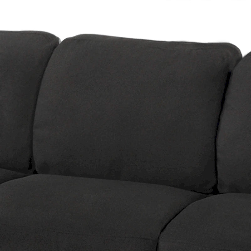 Canapé 3 places en tissu lin noir / gris / gris clair – Style moderne, pour 3 personnes