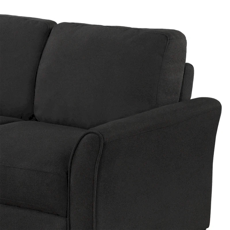 Canapé 3 places en tissu lin noir / gris / gris clair – Style moderne, pour 3 personnes