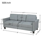 Canapé 3 places en tissu lin noir / gris / gris clair – Style moderne, pour 3 personnes