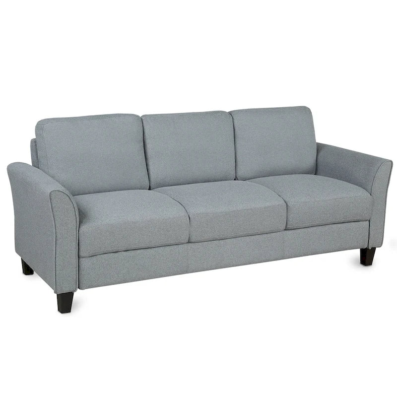 Canapé 3 places en tissu lin noir / gris / gris clair – Style moderne, pour 3 personnes