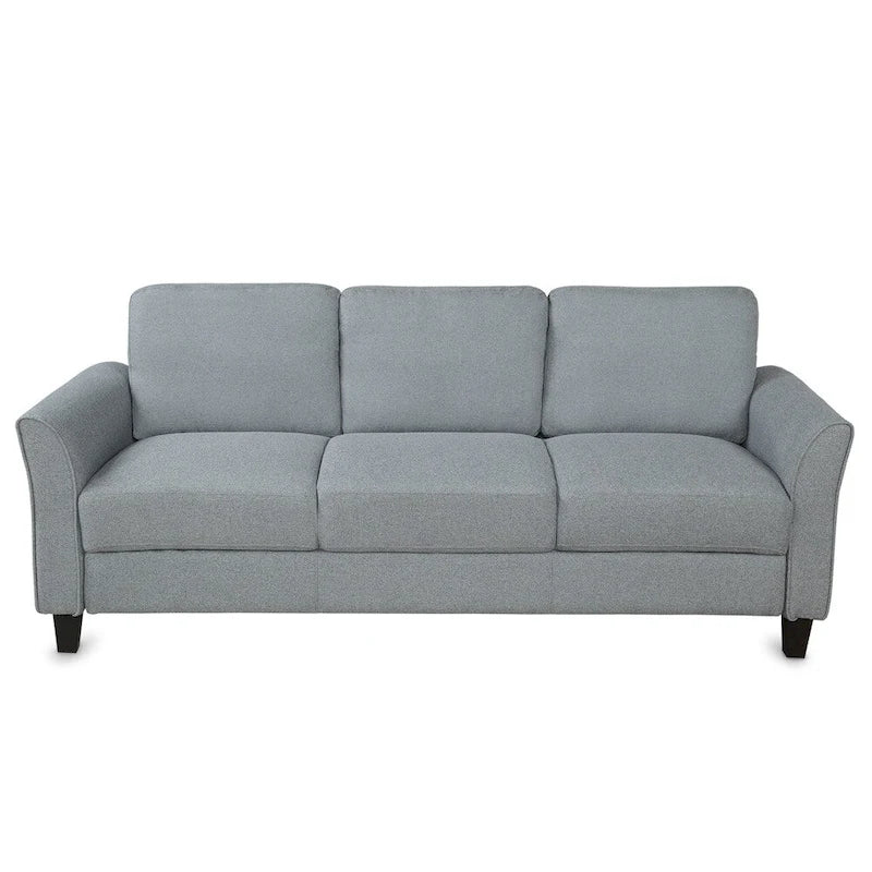 Canapé 3 places en tissu lin noir / gris / gris clair – Style moderne, pour 3 personnes
