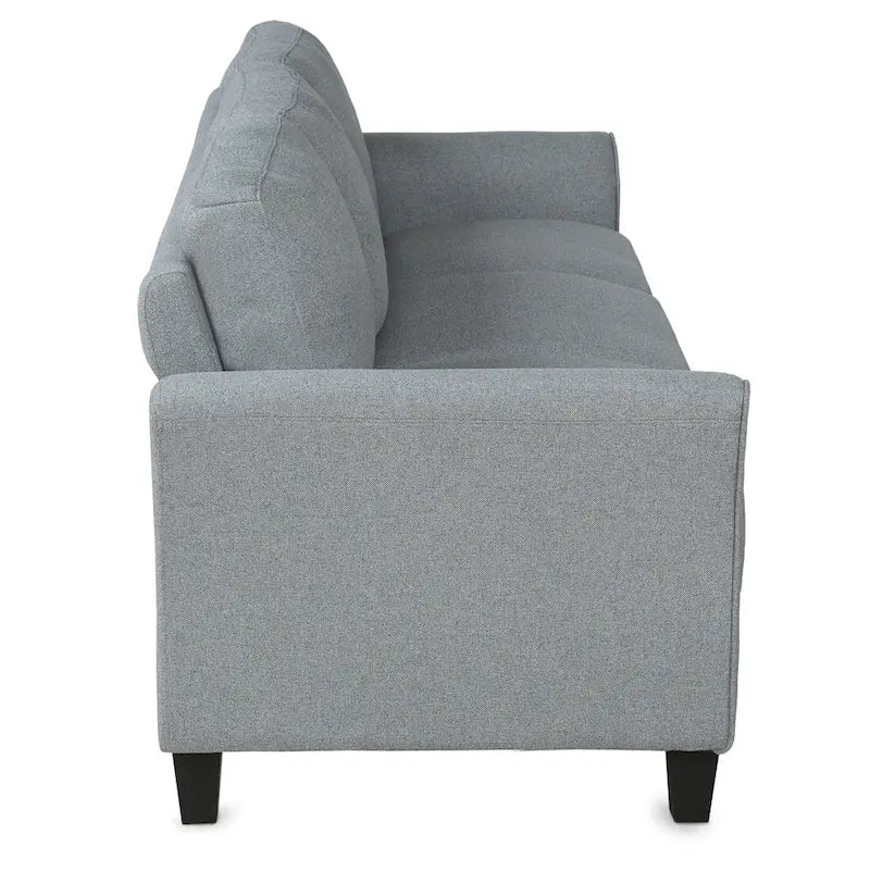 Canapé 3 places en tissu lin noir / gris / gris clair – Style moderne, pour 3 personnes