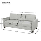 Canapé 3 places en tissu lin noir / gris / gris clair – Style moderne, pour 3 personnes