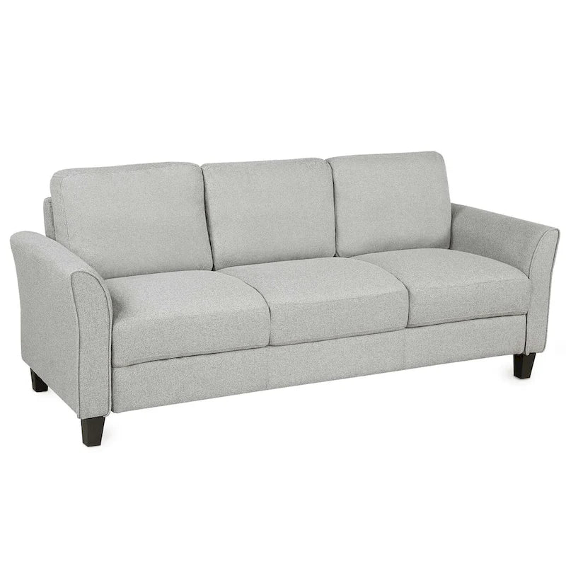 Canapé 3 places en tissu lin noir / gris / gris clair – Style moderne, pour 3 personnes