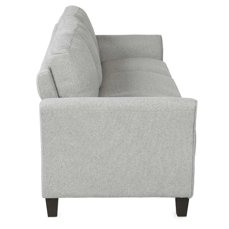 Canapé 3 places en tissu lin noir / gris / gris clair – Style moderne, pour 3 personnes