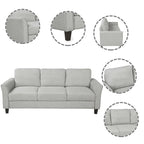 Canapé 3 places en tissu lin noir / gris / gris clair – Style moderne, pour 3 personnes