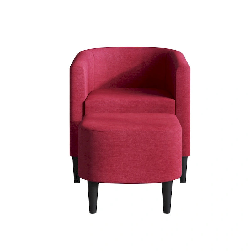 Fauteuil d'appoint avec pouf assorti en lin anthracite / rouge / gris / beige / bleu – 1 place