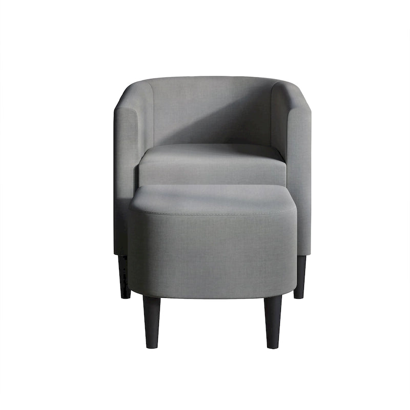 Fauteuil d'appoint avec pouf assorti en lin anthracite / rouge / gris / beige / bleu – 1 place