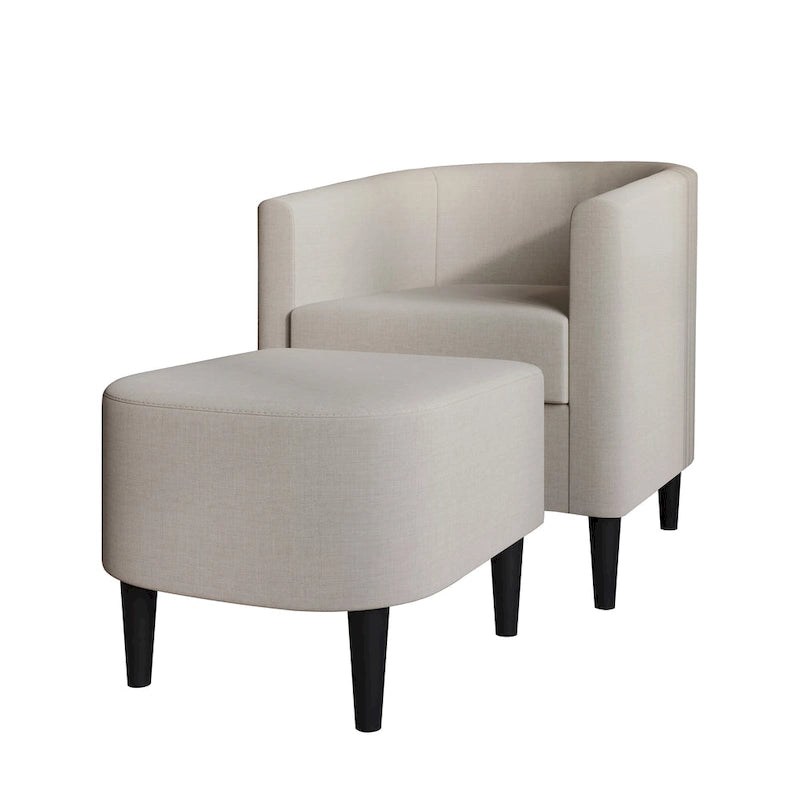 Fauteuil d'appoint avec pouf assorti en lin anthracite / rouge / gris / beige / bleu – 1 place