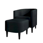 Fauteuil d'appoint avec pouf assorti en lin anthracite / rouge / gris / beige / bleu – 1 place