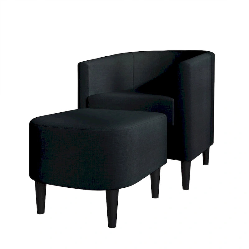 Fauteuil d'appoint avec pouf assorti en lin anthracite / rouge / gris / beige / bleu – 1 place