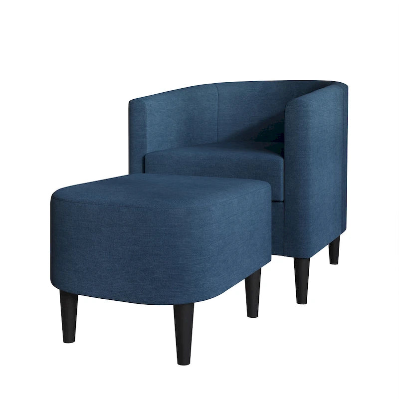 Fauteuil d'appoint avec pouf assorti en lin anthracite / rouge / gris / beige / bleu – 1 place