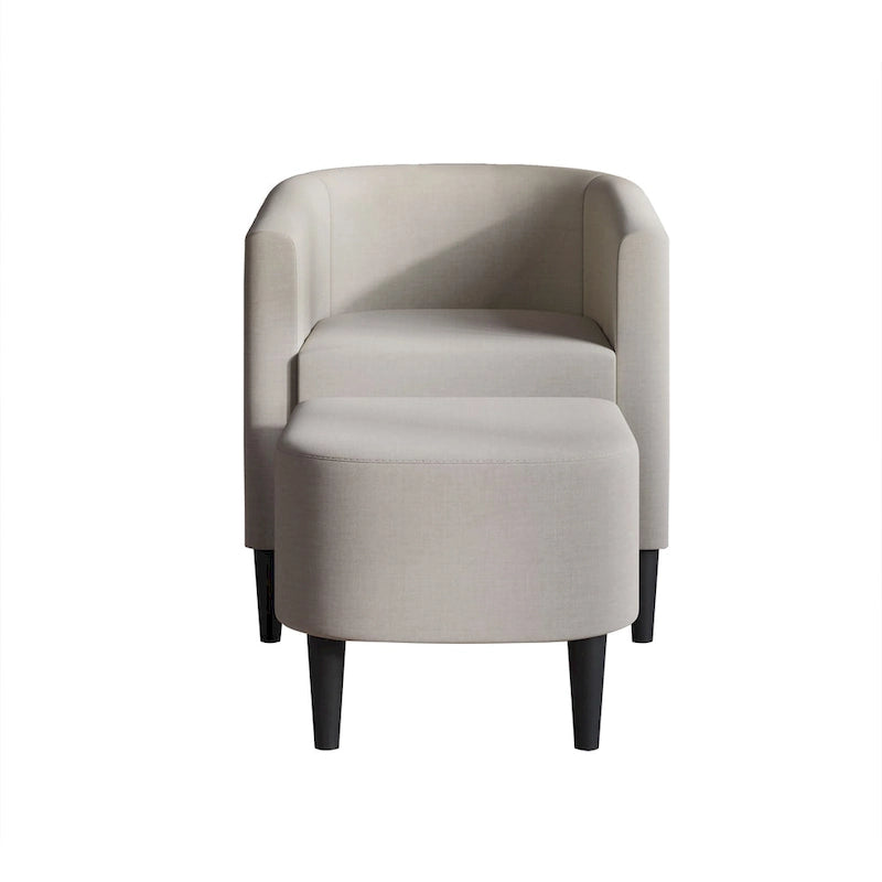 Fauteuil d'appoint avec pouf assorti en lin anthracite / rouge / gris / beige / bleu – 1 place