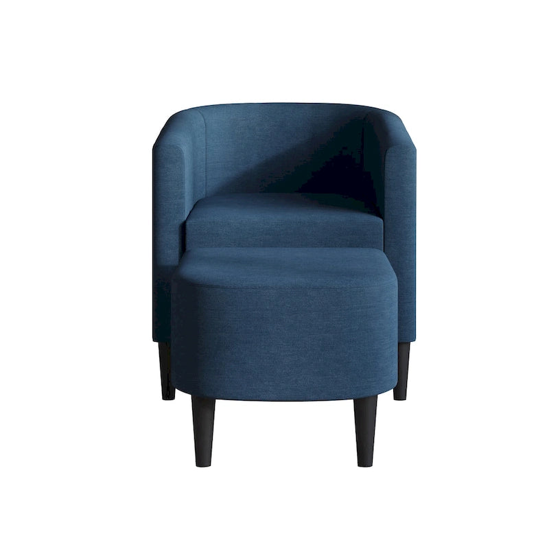 Fauteuil d'appoint avec pouf assorti en lin anthracite / rouge / gris / beige / bleu – 1 place
