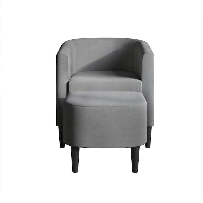 Fauteuil d'appoint avec pouf assorti en lin anthracite / rouge / gris / beige / bleu – 1 place