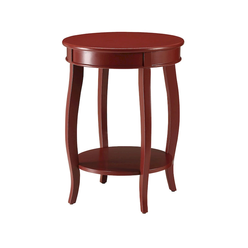 Table d'appoint à pieds galbés Round Top – Rouge / Bleu sarcelle / Blanc antique / Marron, Simple