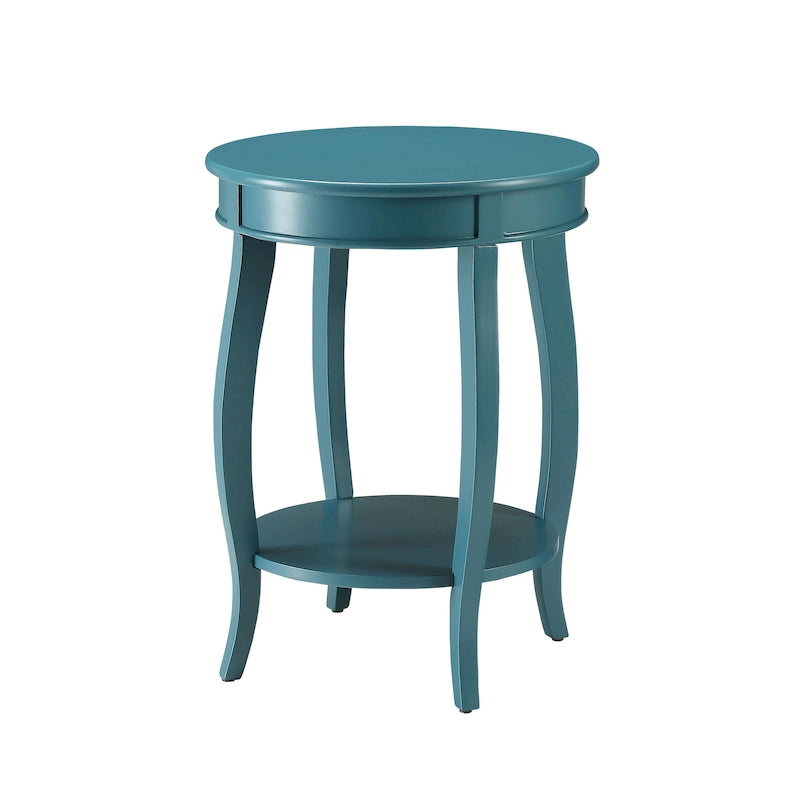 Table d'appoint à pieds galbés Round Top – Rouge / Bleu sarcelle / Blanc antique / Marron, Simple