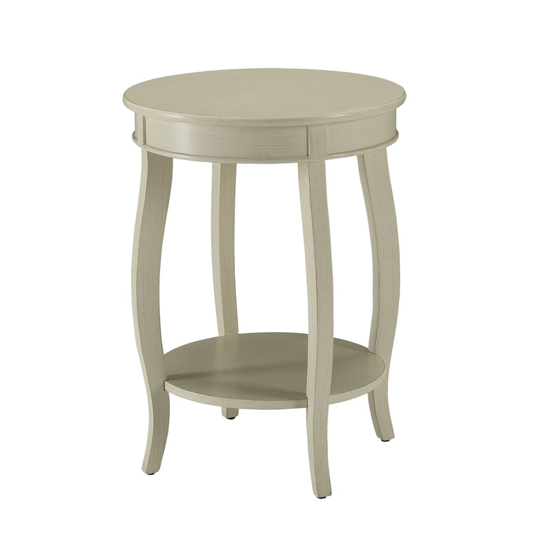 Table d'appoint à pieds galbés Round Top – Rouge / Bleu sarcelle / Blanc antique / Marron, Simple