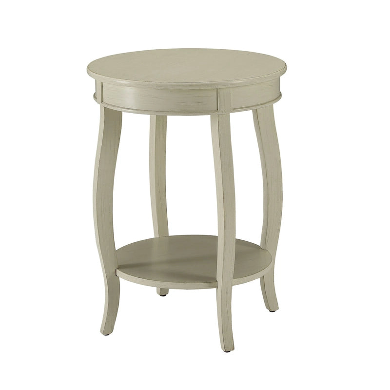 Table d'appoint à pieds galbés Round Top – Rouge / Bleu sarcelle / Blanc antique / Marron, Simple