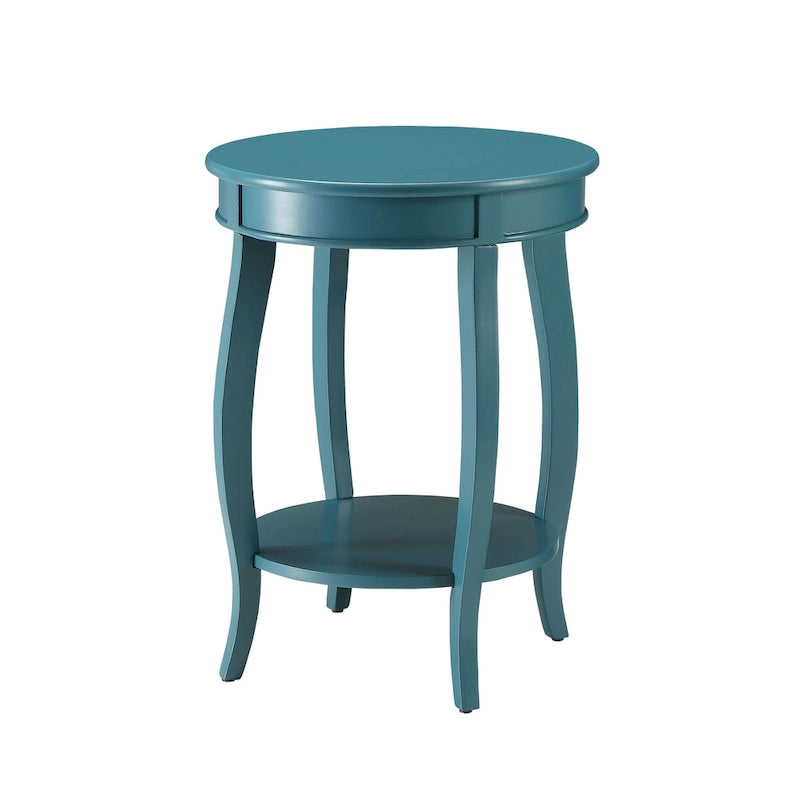 Table d'appoint à pieds galbés Round Top – Rouge / Bleu sarcelle / Blanc antique / Marron, Simple