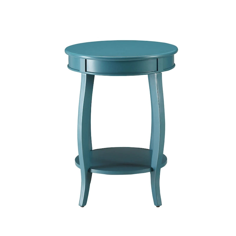Table d'appoint à pieds galbés Round Top – Rouge / Bleu sarcelle / Blanc antique / Marron, Simple