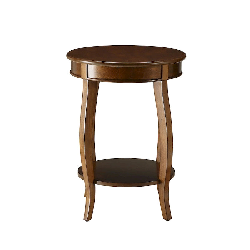 Table d'appoint à pieds galbés Round Top – Rouge / Bleu sarcelle / Blanc antique / Marron, Simple