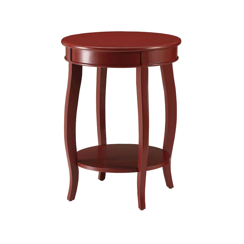 Table d'appoint à pieds galbés Round Top – Rouge / Bleu sarcelle / Blanc antique / Marron, Simple