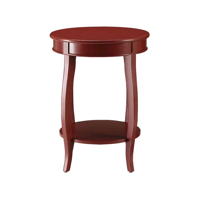 Table d'appoint à pieds galbés Round Top – Rouge / Bleu sarcelle / Blanc antique / Marron, Simple