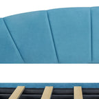 Lit de repos double en velours bleu / gris / beige avec 2 tiroirs – Style moderne, pour 1 personne