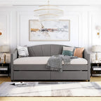 Lit de repos double en velours bleu / gris / beige avec 2 tiroirs – Style moderne, pour 1 personne