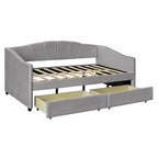 Lit de repos double en velours bleu / gris / beige avec 2 tiroirs – Style moderne, pour 1 personne