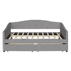 Lit de repos double en velours bleu / gris / beige avec 2 tiroirs – Style moderne, pour 1 personne
