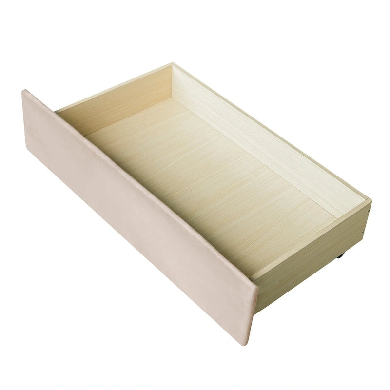 Lit de repos double en velours bleu / gris / beige avec 2 tiroirs – Style moderne, pour 1 personne