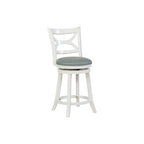Tabouret de bar pivotant en similicuir bleu ciel avec structure en bois crème – Hauteur bar / Hauteur comptoir, siège individuel