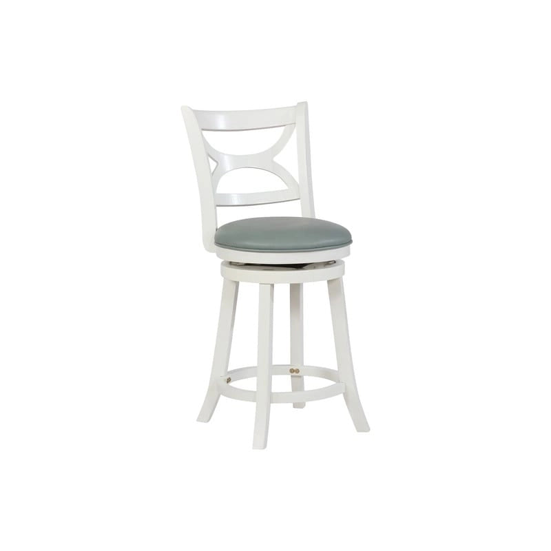 Tabouret de bar pivotant en similicuir bleu ciel avec structure en bois crème – Hauteur bar / Hauteur comptoir, siège individuel