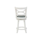 Tabouret de bar pivotant en similicuir bleu ciel avec structure en bois crème – Hauteur bar / Hauteur comptoir, siège individuel