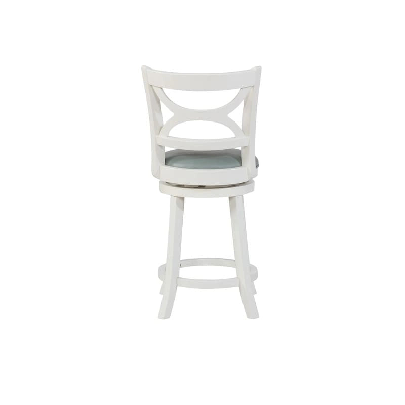 Tabouret de bar pivotant en similicuir bleu ciel avec structure en bois crème – Hauteur bar / Hauteur comptoir, siège individuel
