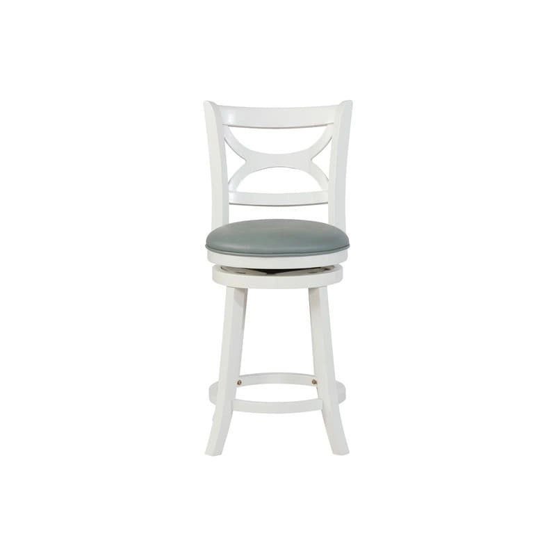 Tabouret de bar pivotant en similicuir bleu ciel avec structure en bois crème – Hauteur bar / Hauteur comptoir, siège individuel