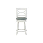 Tabouret de bar pivotant en similicuir bleu ciel avec structure en bois crème – Hauteur bar / Hauteur comptoir, siège individuel
