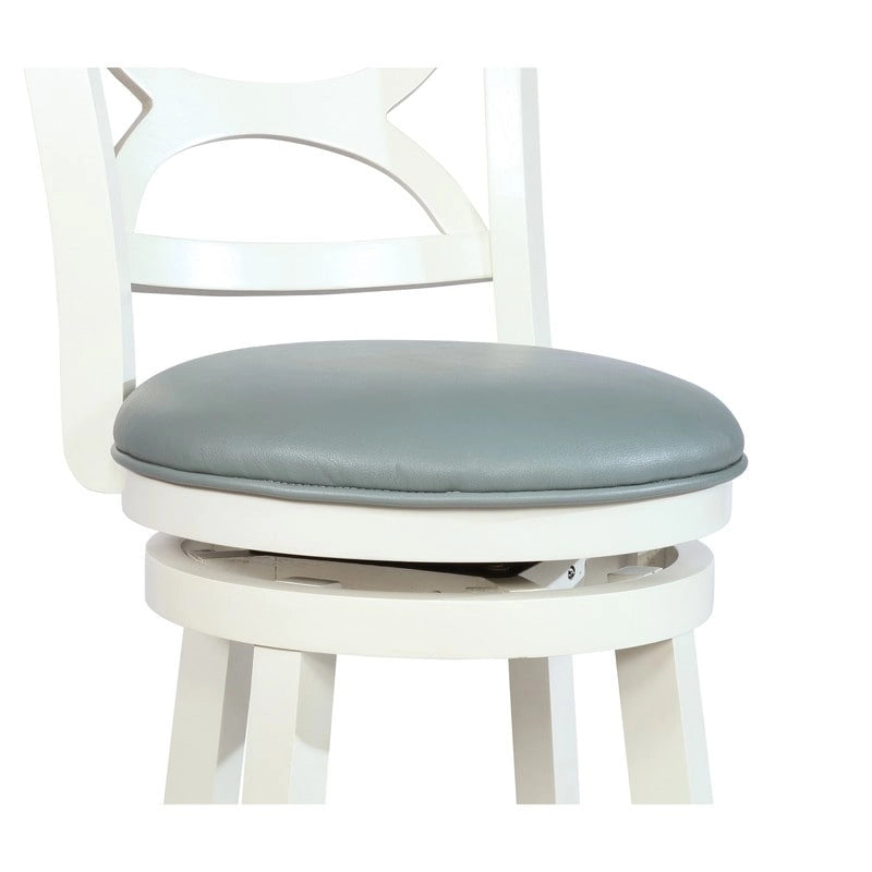 Tabouret de bar pivotant en similicuir bleu ciel avec structure en bois crème – Hauteur bar / Hauteur comptoir, siège individuel