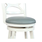 Tabouret de bar pivotant en similicuir bleu ciel avec structure en bois crème – Hauteur bar / Hauteur comptoir, siège individuel