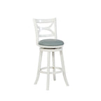 Tabouret de bar pivotant en similicuir bleu ciel avec structure en bois crème – Hauteur bar / Hauteur comptoir, siège individuel