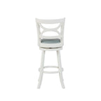 Tabouret de bar pivotant en similicuir bleu ciel avec structure en bois crème – Hauteur bar / Hauteur comptoir, siège individuel