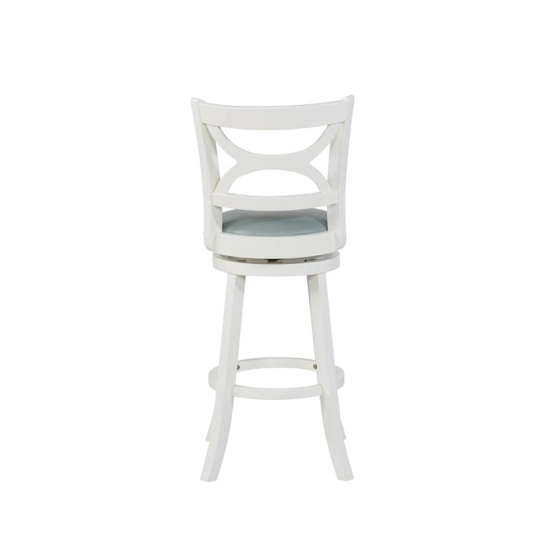 Tabouret de bar pivotant en similicuir bleu ciel avec structure en bois crème – Hauteur bar / Hauteur comptoir, siège individuel