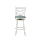 Tabouret de bar pivotant en similicuir bleu ciel avec structure en bois crème – Hauteur bar / Hauteur comptoir, siège individuel